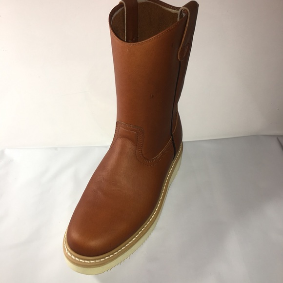 Men’s pull on work lightweight STEEL TOE leather boots Bota trabajo casquillo415 - Picture 5 of 8